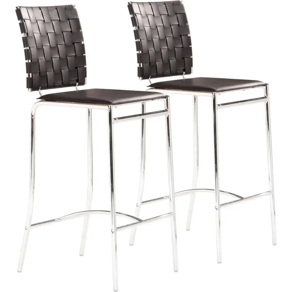 Criss Cross Counter Chair (Set of 2) Black - LOOMLAN - Zuo Modern - Counter Stools
