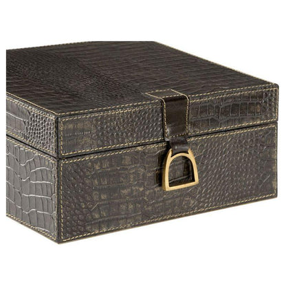 Croc Black Crocodile Leather Box - LOOMLAN - Wildwood - Boxes & Bowls