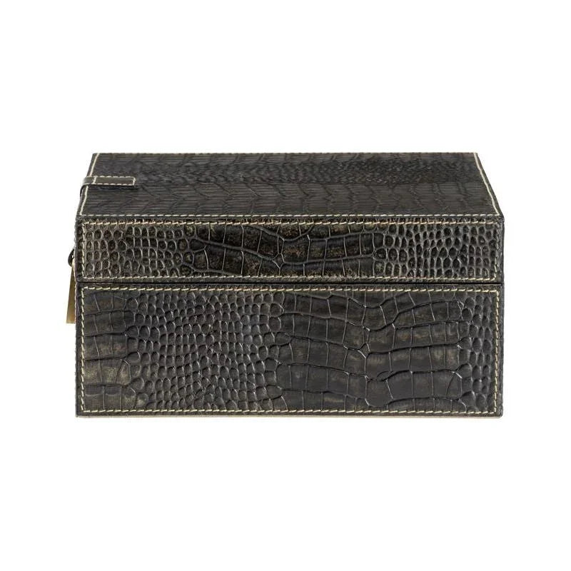 Croc Black Crocodile Leather Box - LOOMLAN - Wildwood - Boxes & Bowls