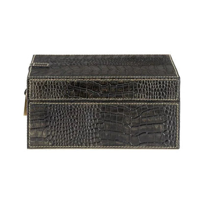 Croc Black Crocodile Leather Box - LOOMLAN - Wildwood - Boxes & Bowls