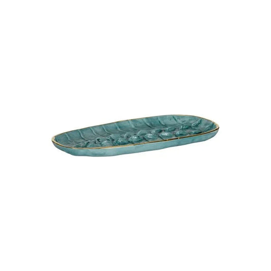 Crocodile Turquoise Glazed Tray - LOOMLAN - Trays