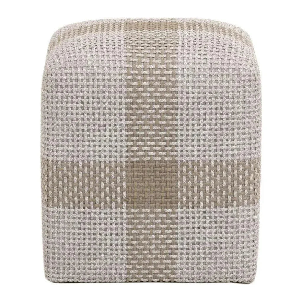 Cross Accent Cube Taupe Stripe - LOOMLAN - Essentials For Living - Poufs and Stools