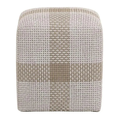 Cross Accent Cube Taupe Stripe - LOOMLAN - Essentials For Living - Poufs and Stools