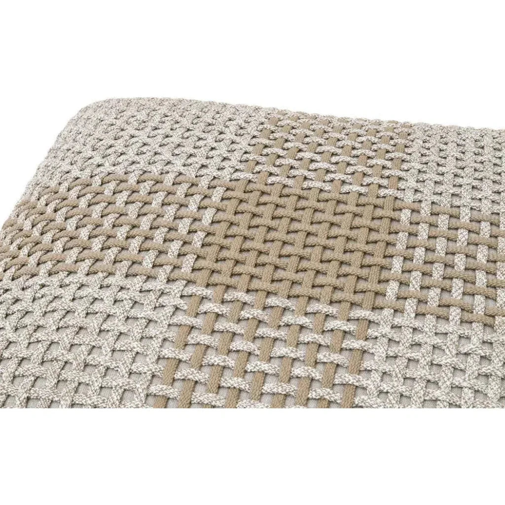 Cross Accent Cube Taupe Stripe - LOOMLAN - Essentials For Living - Poufs and Stools