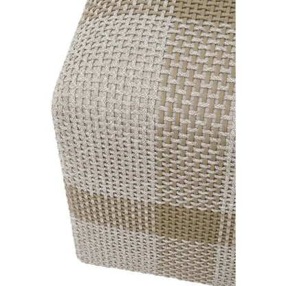 Cross Accent Cube Taupe Stripe - LOOMLAN - Essentials For Living - Poufs and Stools