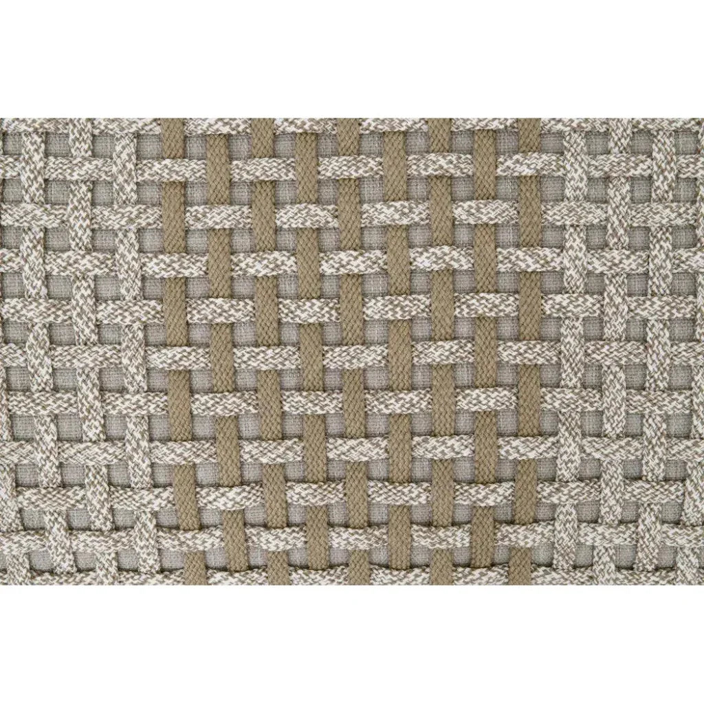 Cross Accent Cube Taupe Stripe - LOOMLAN - Essentials For Living - Poufs and Stools