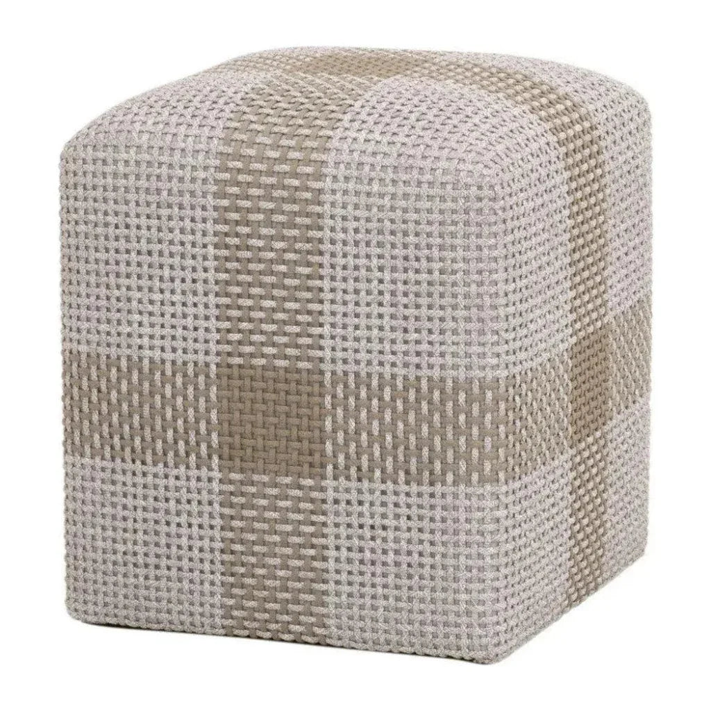Cross Accent Cube Taupe Stripe - LOOMLAN - Essentials For Living - Poufs and Stools