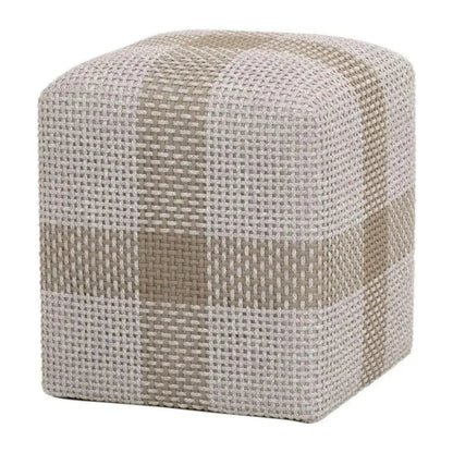Cross Accent Cube Taupe Stripe - LOOMLAN - Essentials For Living - Poufs and Stools