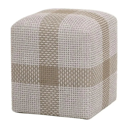 Cross Accent Cube Taupe Stripe - LOOMLAN - Essentials For Living - Poufs and Stools
