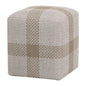 Cross Accent Cube Taupe Stripe - LOOMLAN - Essentials For Living - Poufs and Stools