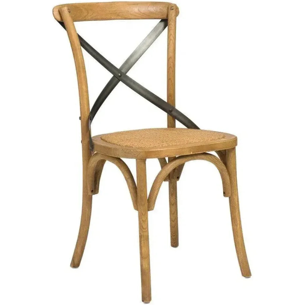 Cross Back Chair With Rattan Seat (Set Of 2) - LOOMLAN - LH Imports - Dining Chairs