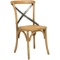 Cross Back Chair With Rattan Seat (Set Of 2) - LOOMLAN - LH Imports - Dining Chairs