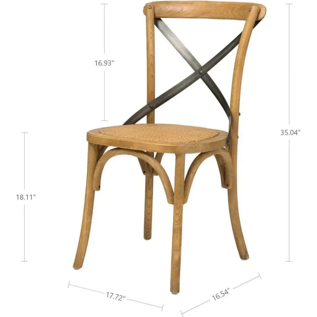 Cross Back Chair With Rattan Seat (Set Of 2) - LOOMLAN - LH Imports - Dining Chairs