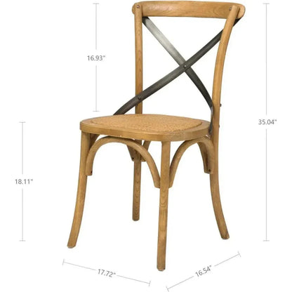 Cross Back Chair With Rattan Seat (Set Of 2) - LOOMLAN - LH Imports - Dining Chairs