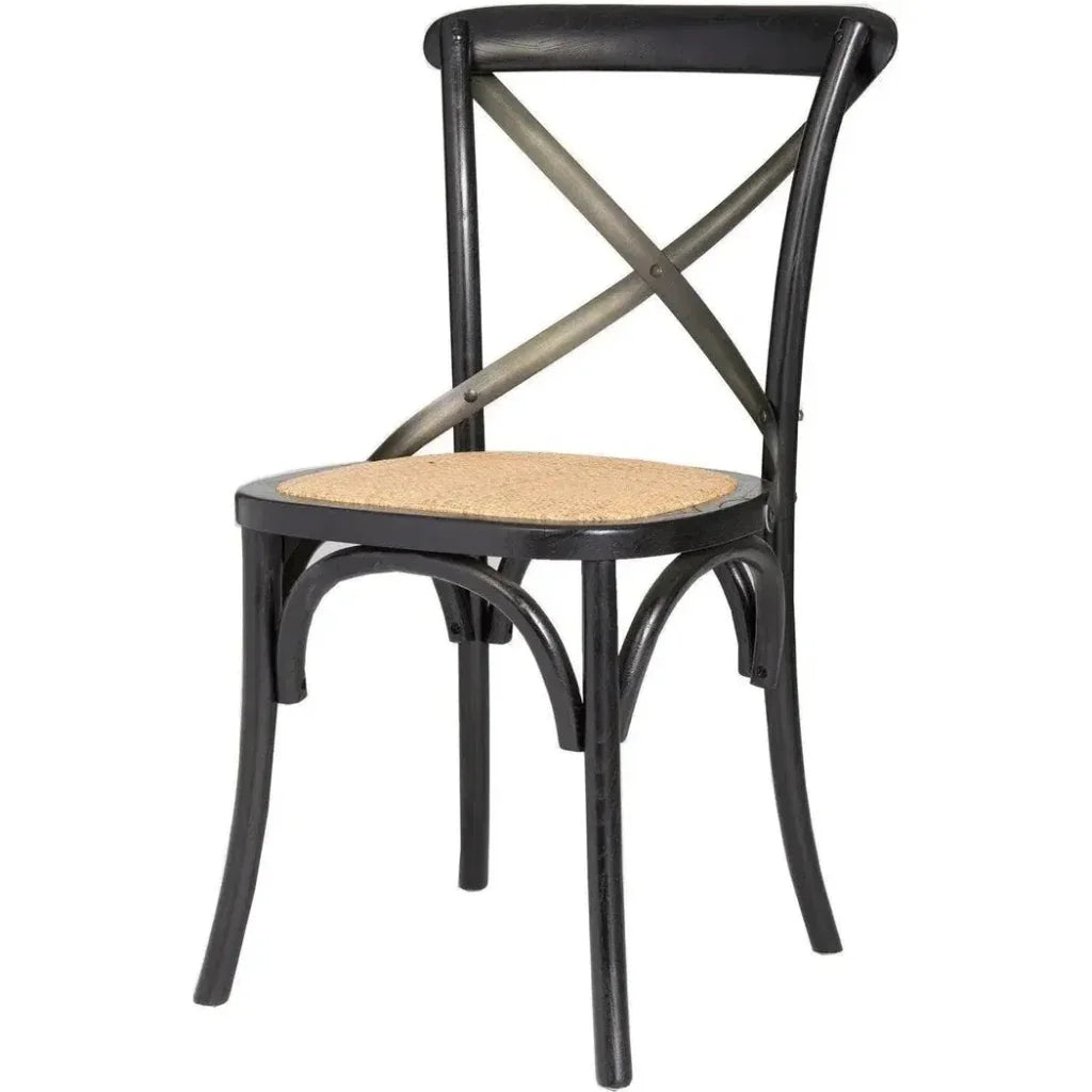 Cross Back Chair With Rattan Seat (Set Of 2) - LOOMLAN - LH Imports - Dining Chairs