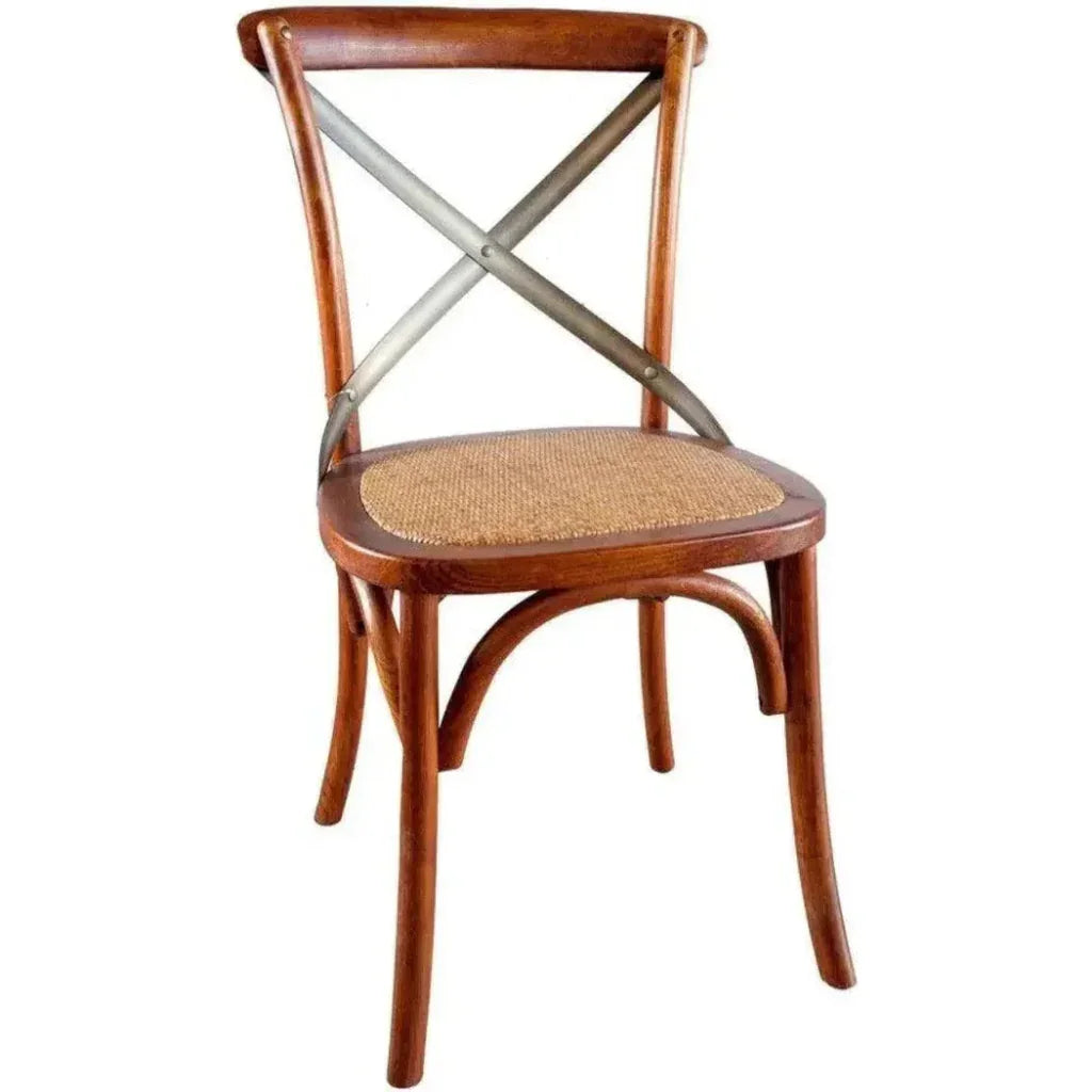 Cross Back Chair With Rattan Seat (Set Of 2) - LOOMLAN - LH Imports - Dining Chairs