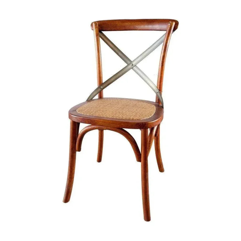 Cross Back Chair With Rattan Seat (Set Of 2) - LOOMLAN - LH Imports - Dining Chairs