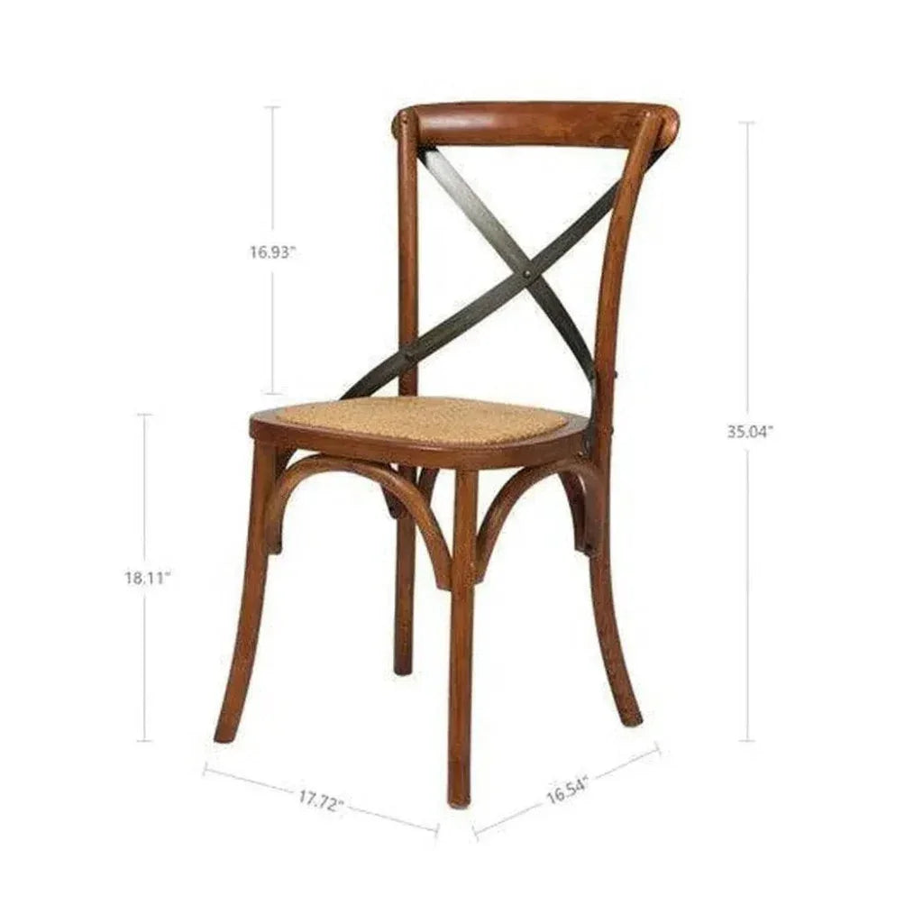 Cross Back Chair With Rattan Seat (Set Of 2) - LOOMLAN - LH Imports - Dining Chairs