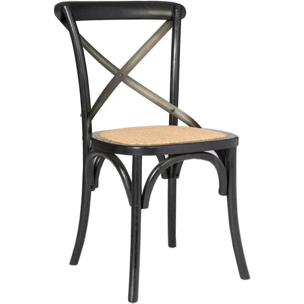Cross Back Chair With Rattan Seat (Set Of 2) - LOOMLAN - LH Imports - Dining Chairs