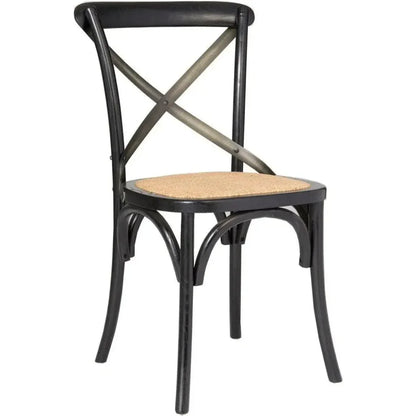 Cross Back Chair With Rattan Seat (Set Of 2) - LOOMLAN - LH Imports - Dining Chairs