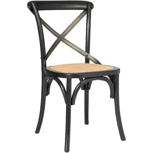 Cross Back Chair With Rattan Seat (Set Of 2) - LOOMLAN - LH Imports - Dining Chairs