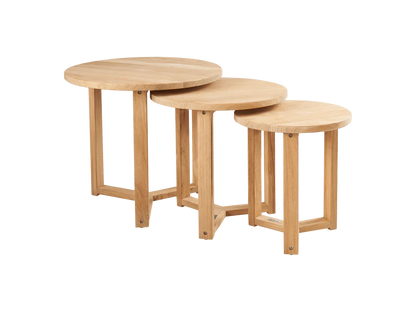 Cross Legs Nesting Teak Patio Side Table - LOOMLAN - HiTeak - Outdoor Side Tables