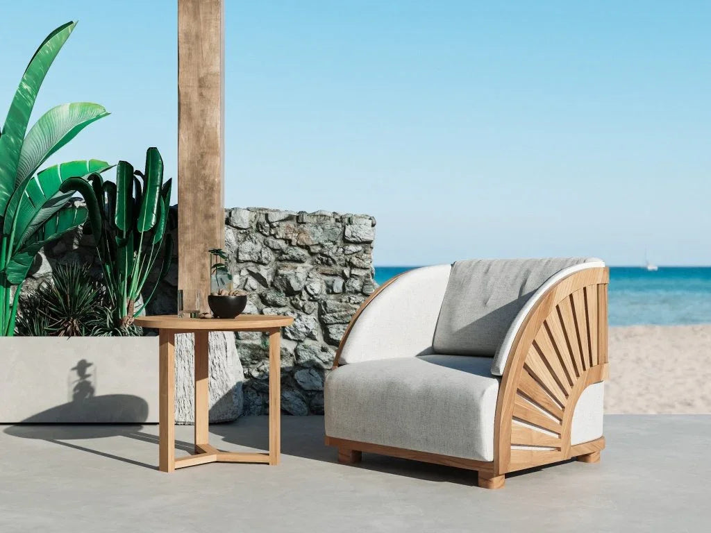 Cross Legs Nesting Teak Patio Side Table - LOOMLAN - HiTeak - Outdoor Side Tables