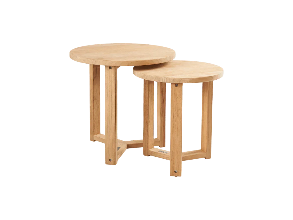 Cross Legs Nesting Teak Patio Side Table - LOOMLAN - HiTeak - Outdoor Side Tables