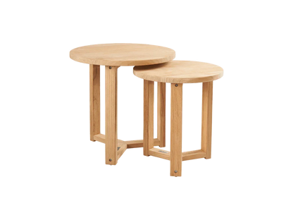 Cross Legs Nesting Teak Patio Side Table - LOOMLAN - HiTeak - Outdoor Side Tables
