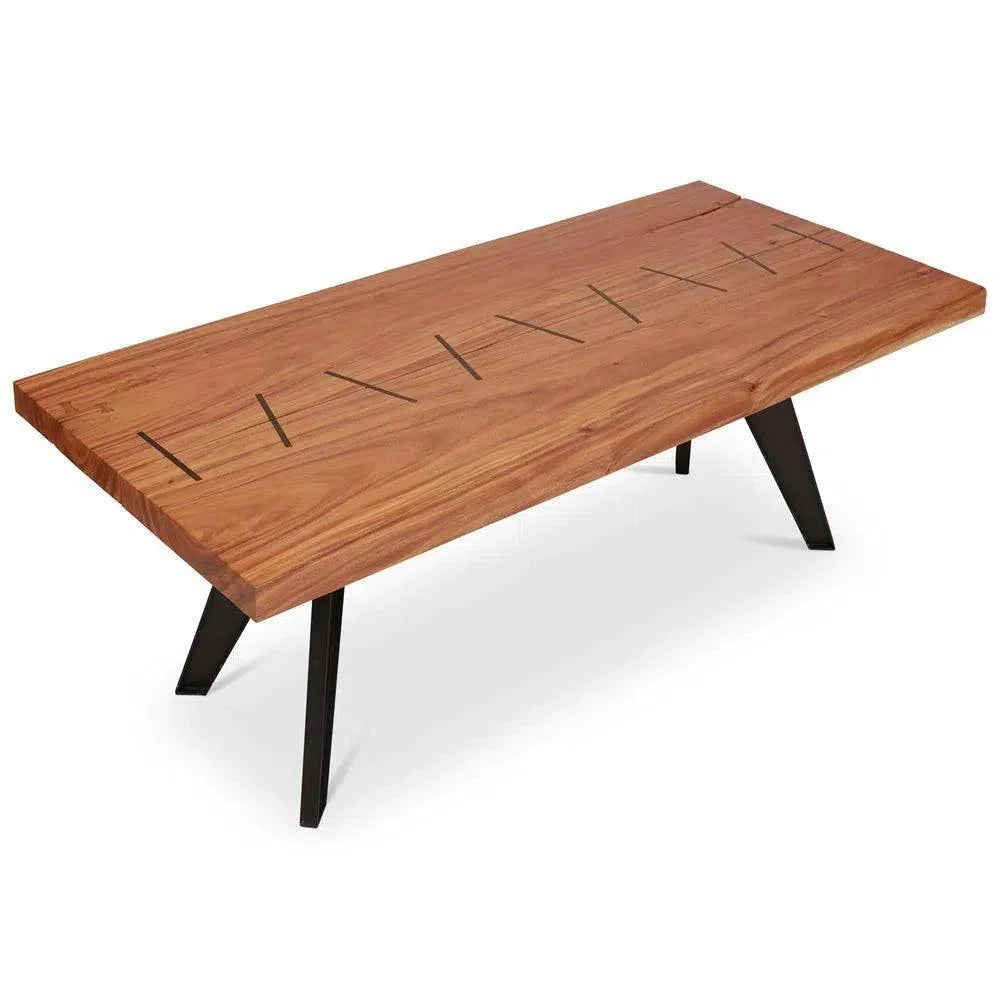 Cross Natural Solid Chamcha Rectangular Dining Table-Dining Tables-Urbia-LOOMLAN