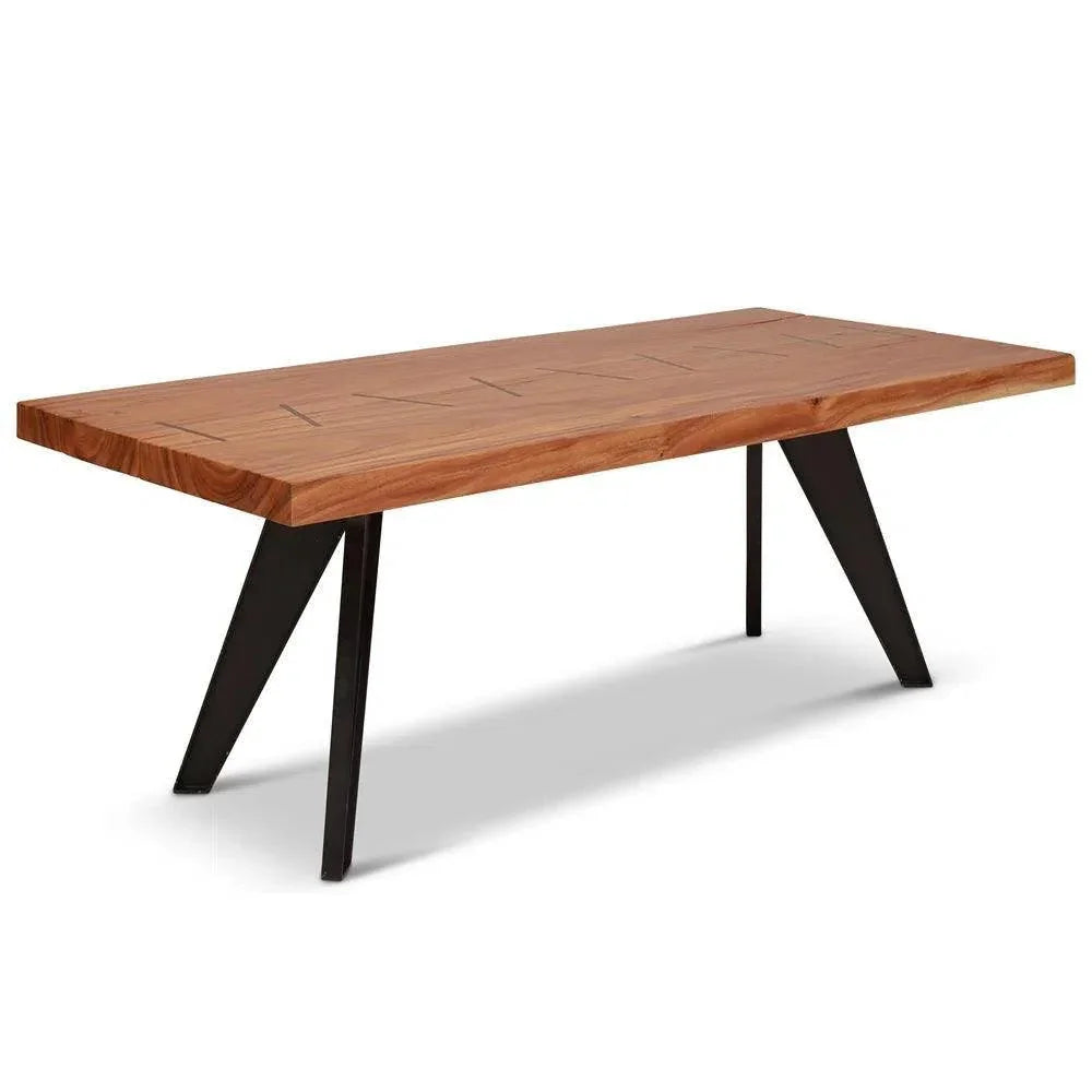 Cross Natural Solid Chamcha Rectangular Dining Table-Dining Tables-Urbia-LOOMLAN