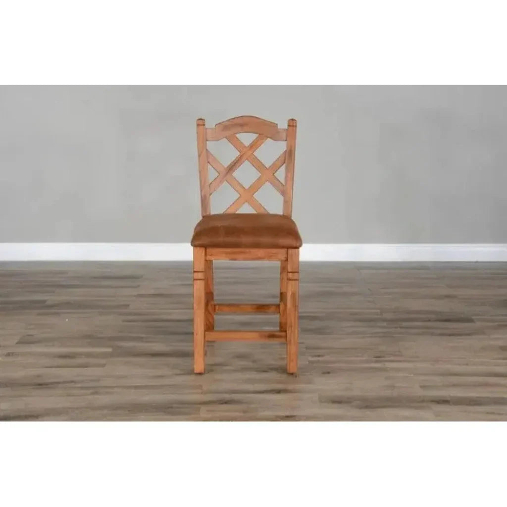 Crossback Counter Height Barstool Rustic Oak - LOOMLAN - Sunny D - Counter Stools