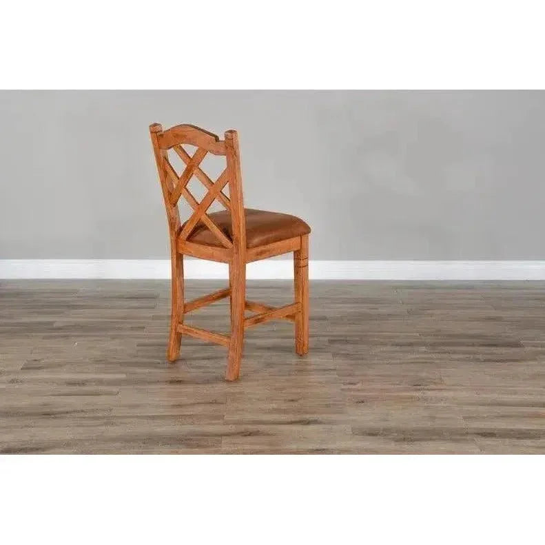 Crossback Counter Height Barstool Rustic Oak - LOOMLAN - Sunny D - Counter Stools