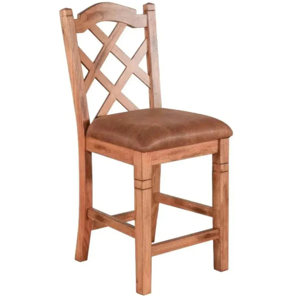 Crossback Counter Height Barstool Rustic Oak - LOOMLAN - Sunny D - Counter Stools