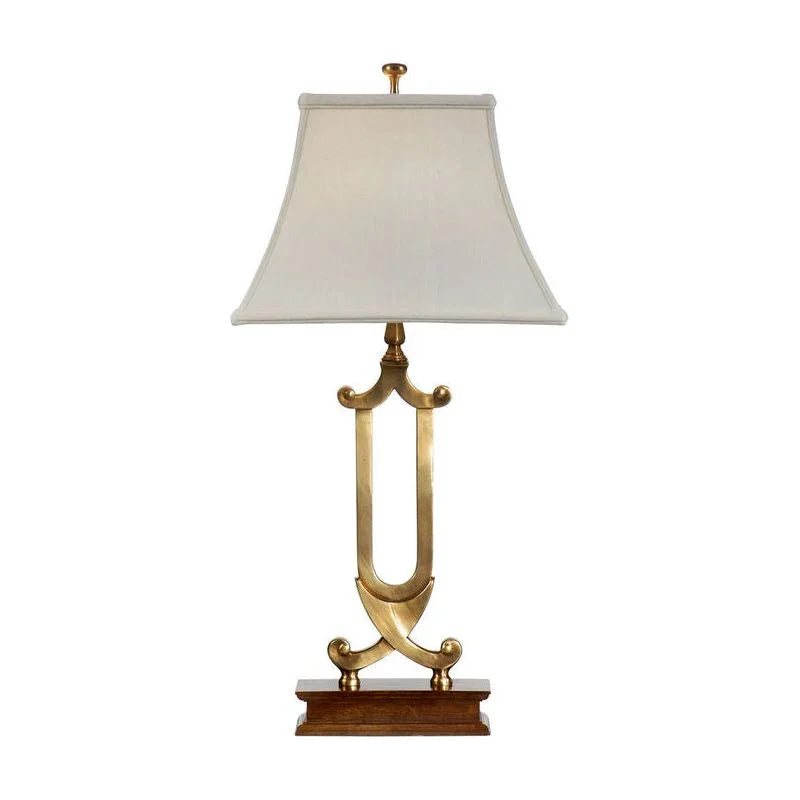 Crossed Scrolls Brass - Walnut Gold Table Lamp - LOOMLAN - Wildwood - Table Lamps