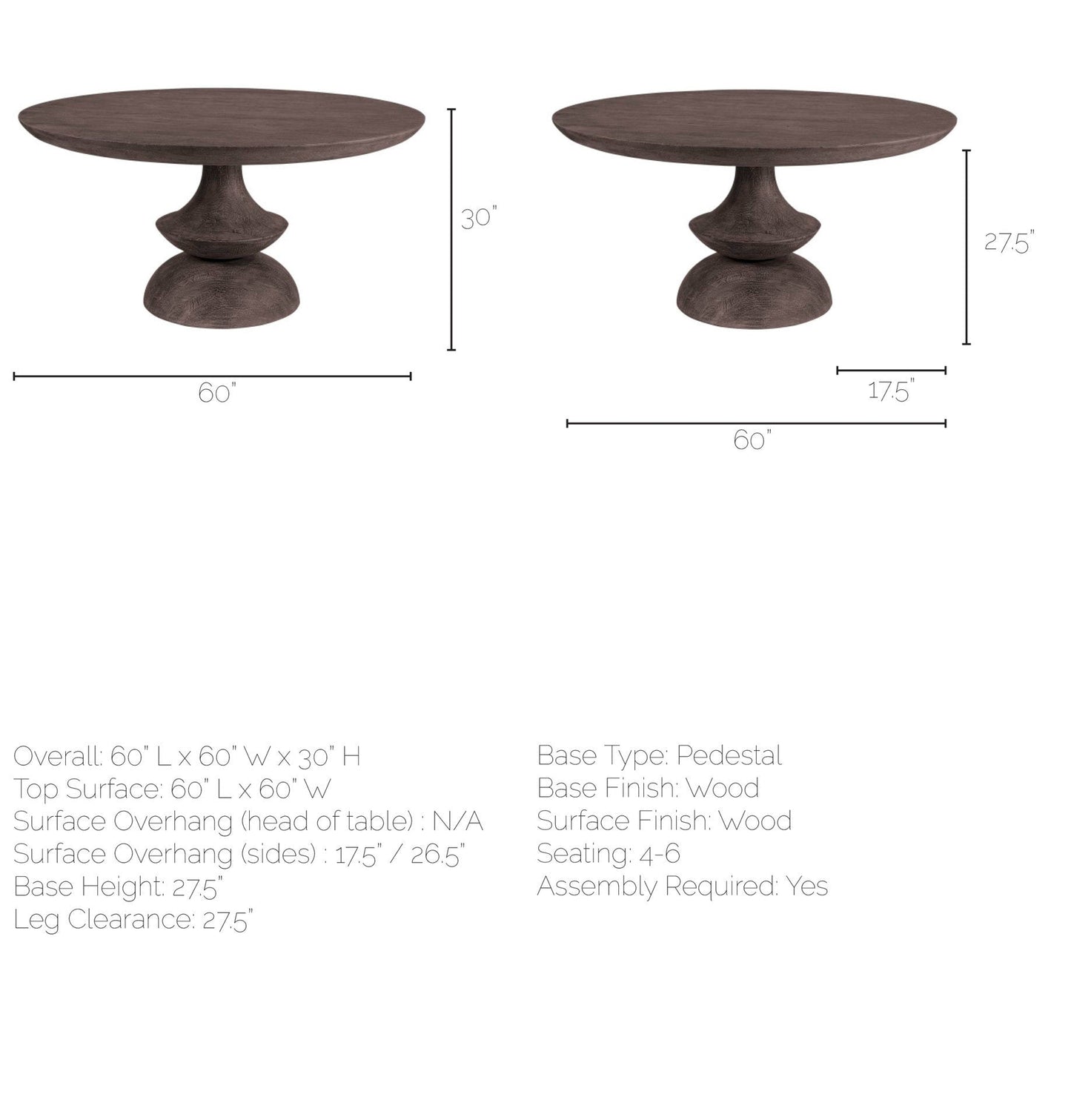 Crossman Wooden Round Dining Table-Dining Tables-Mercana-LOOMLAN