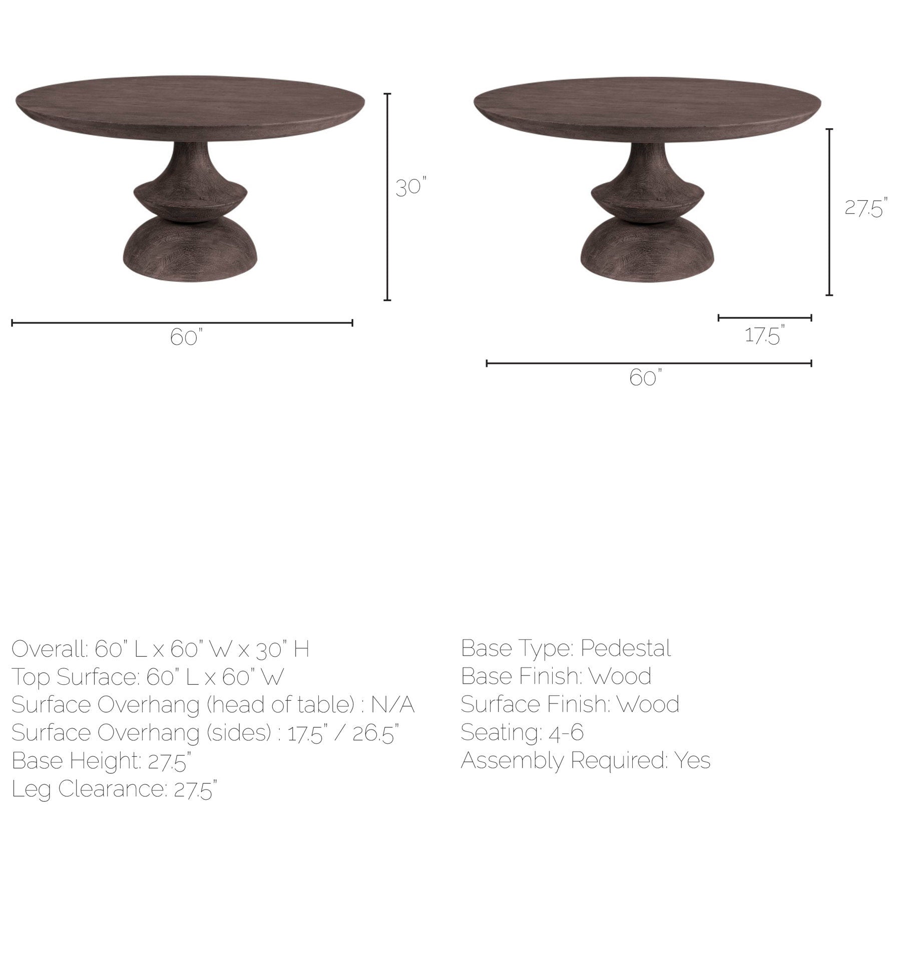 Crossman Wooden Round Dining Table-Dining Tables-Mercana-LOOMLAN