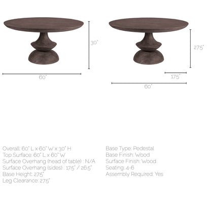 Crossman Wooden Round Dining Table-Dining Tables-Mercana-LOOMLAN