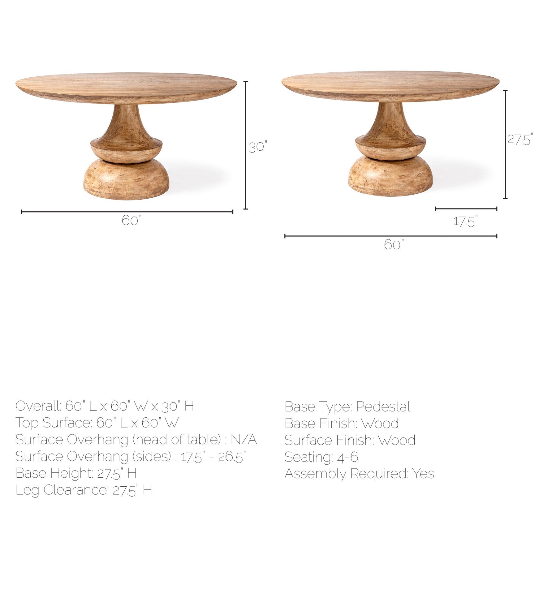 Crossman Wooden Round Dining Table-Dining Tables-Mercana-LOOMLAN