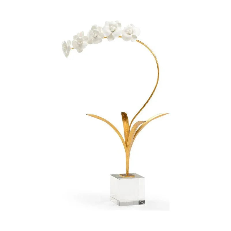 Crystal Based Orchid In Stand Sculpture - LOOMLAN - Chelsea House - Statues & Sculptures