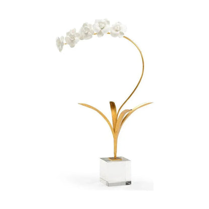 Crystal Based Orchid In Stand Sculpture - LOOMLAN - Chelsea House - Statues & Sculptures