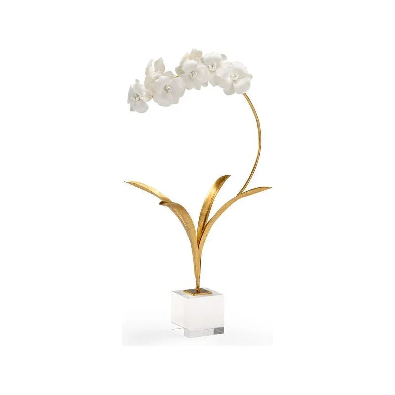Crystal Based Orchid On Stand Flower Sculpture - LOOMLAN - Chelsea House - Statues & Sculptures