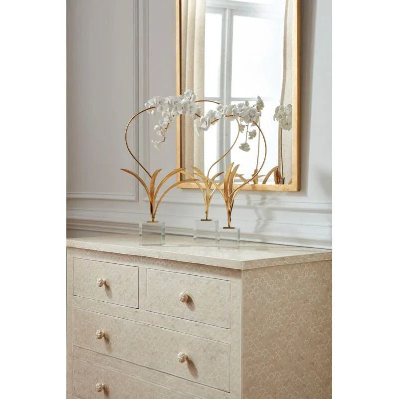 Crystal Based Orchid On Stand Flower Sculpture - LOOMLAN - Chelsea House - Statues & Sculptures