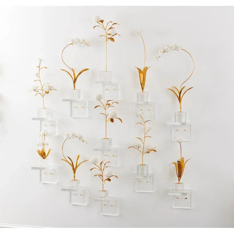 Crystal Based Orchid On Stand Flower Sculpture - LOOMLAN - Chelsea House - Statues & Sculptures