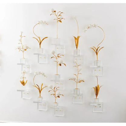 Crystal Based Orchid On Stand Flower Sculpture - LOOMLAN - Chelsea House - Statues & Sculptures