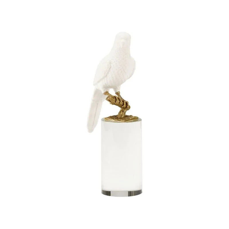 Crystal Based White Parrot Sculpture - LOOMLAN - Chelsea House - Statues & Sculptures