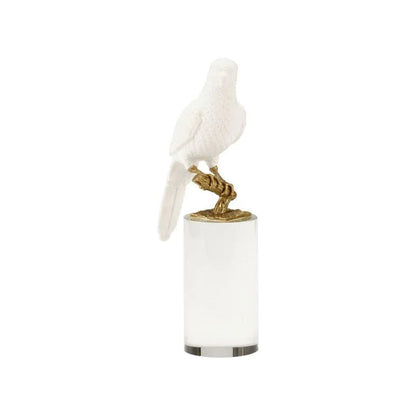 Crystal Based White Parrot Sculpture - LOOMLAN - Chelsea House - Statues & Sculptures