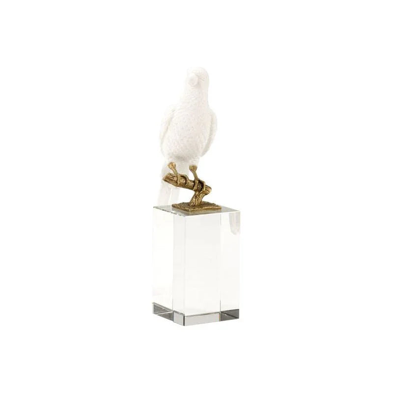 Crystal Based White Parrot Sculpture - LOOMLAN - Chelsea House - Statues & Sculptures