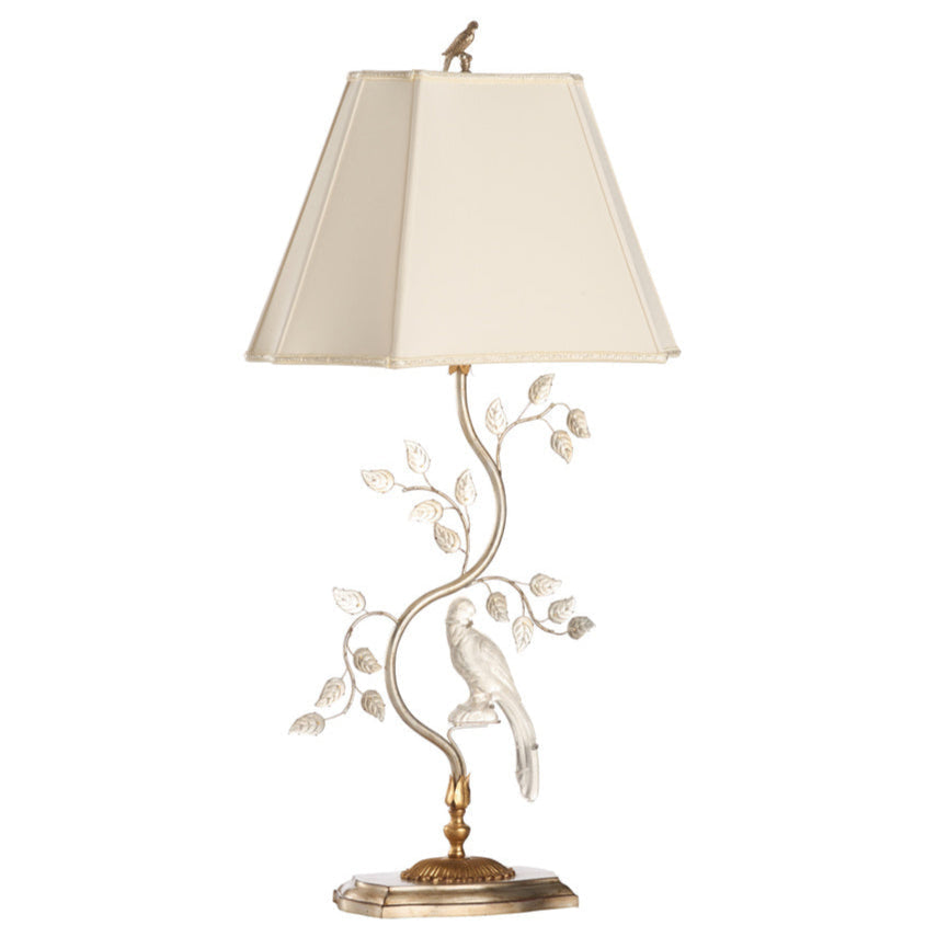 Crystal Bird Silver Table Lamp