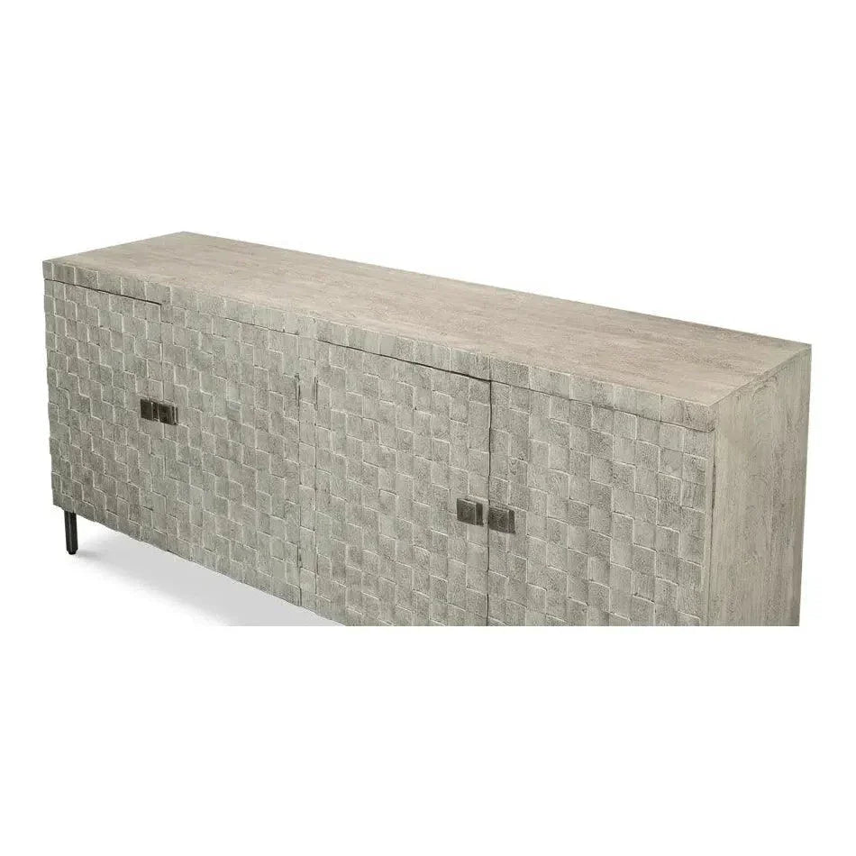 Cubist Four Door Credenza for Dining Room - LOOMLAN - Sarreid - Sideboards